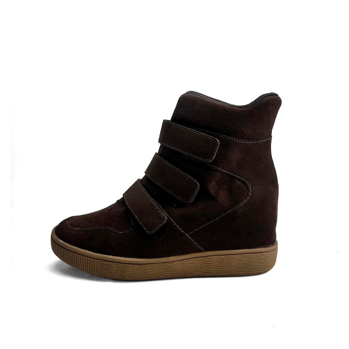 Sneaker Camurça Salto Plataforma Café Café 4