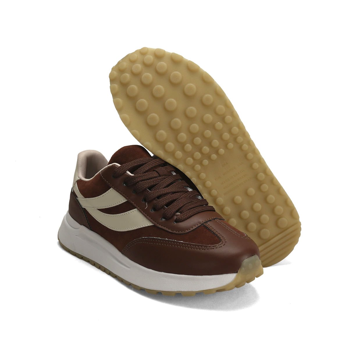 Tênis Ana Mello Bicolor Sintético 3cm Marrom 2