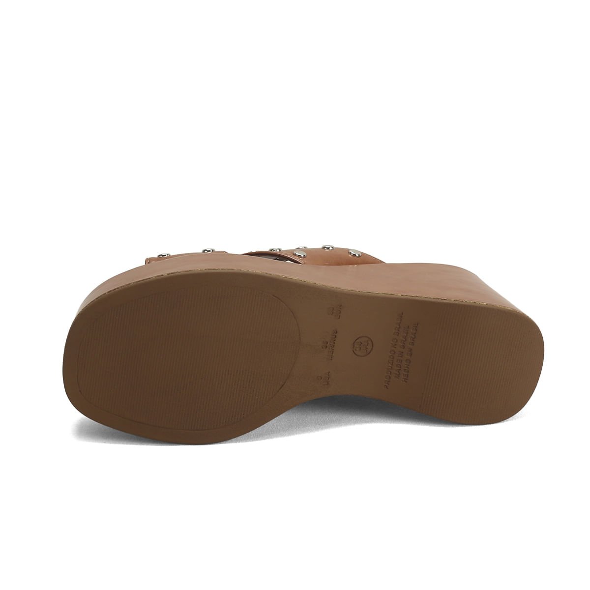 Tamanco Napa Caramelo Tiras Tachas Plataforma 8,5cm Marrom 5