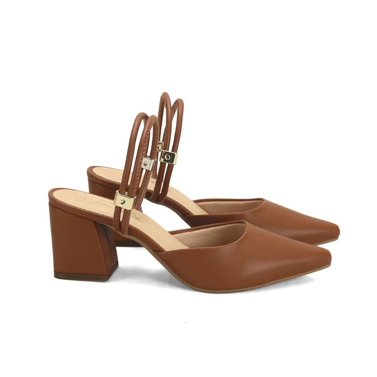 Scarpin calce fácil napa caramelo