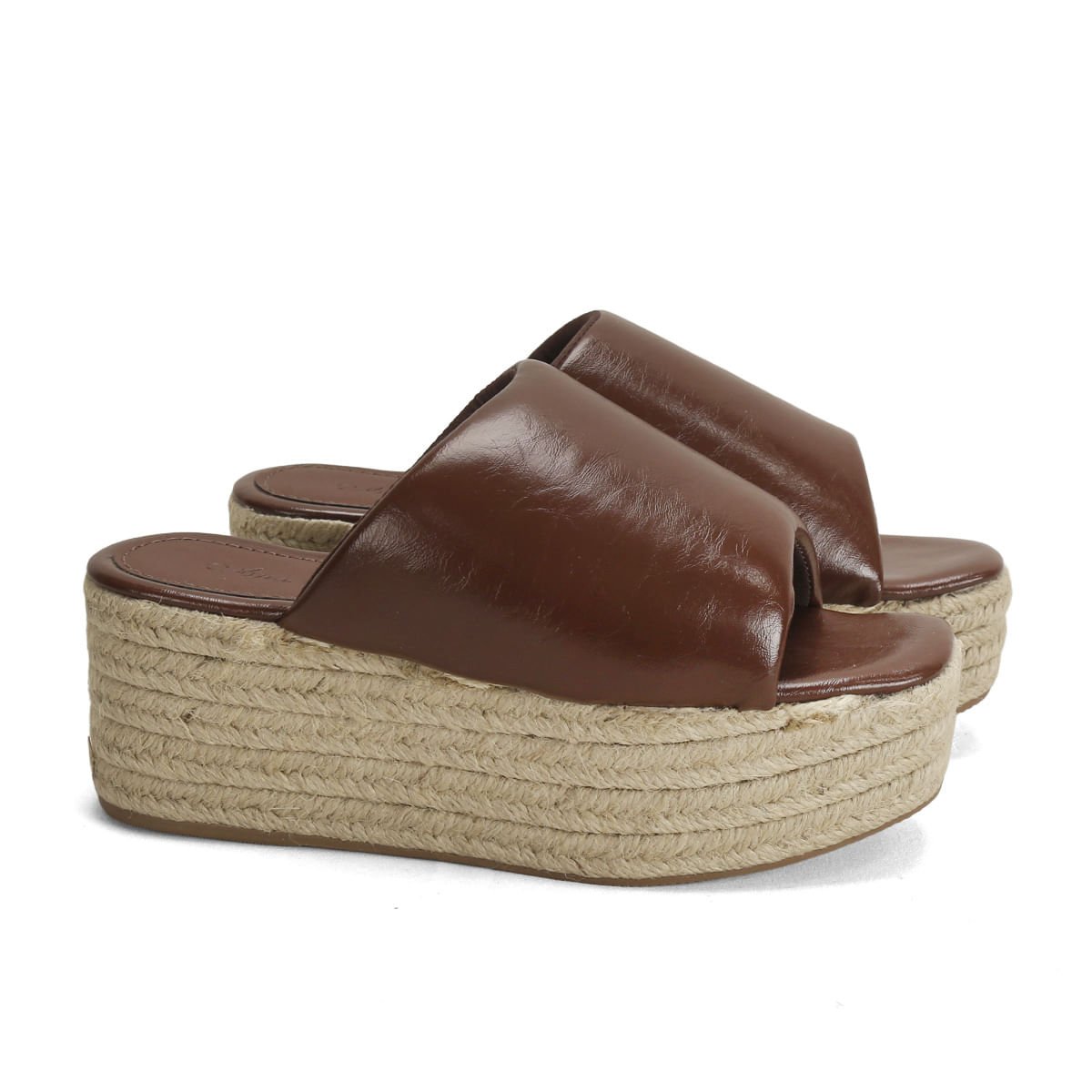 Tamanco Salto Corda Napa Café 7cm Confortável