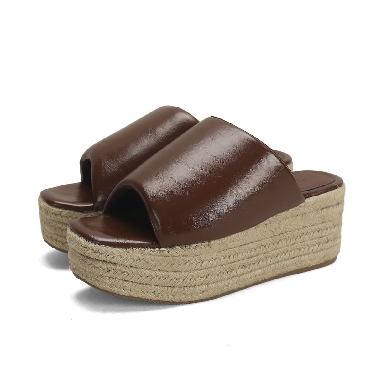 Tamanco Salto Corda Napa Café 7cm Confortável Marrom 2