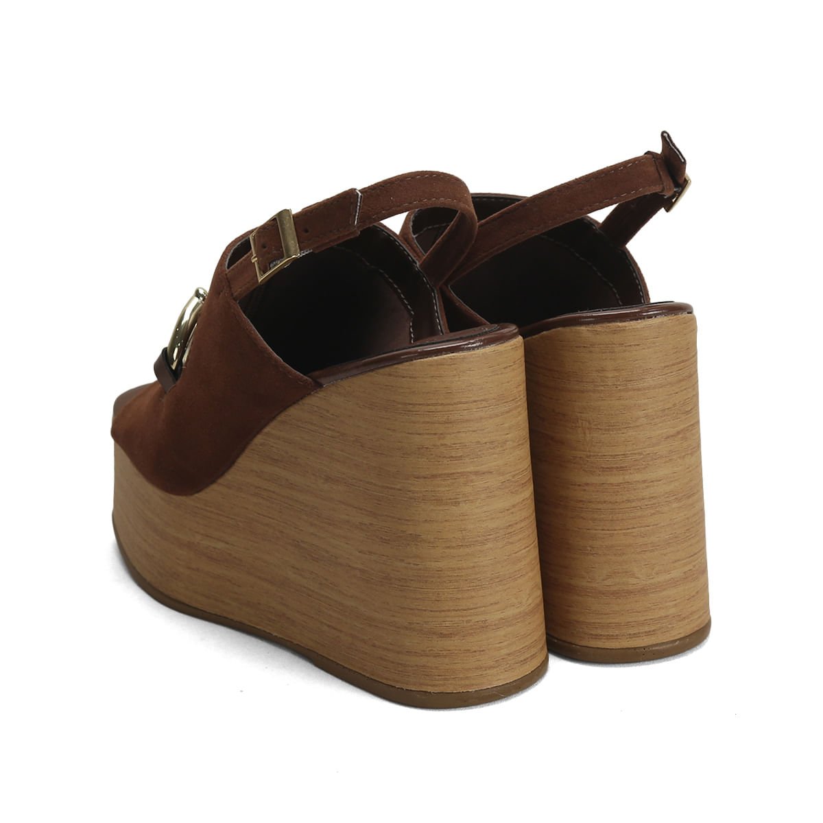 Sandália Anabela Napa Camurça Café 12cm Marrom 3