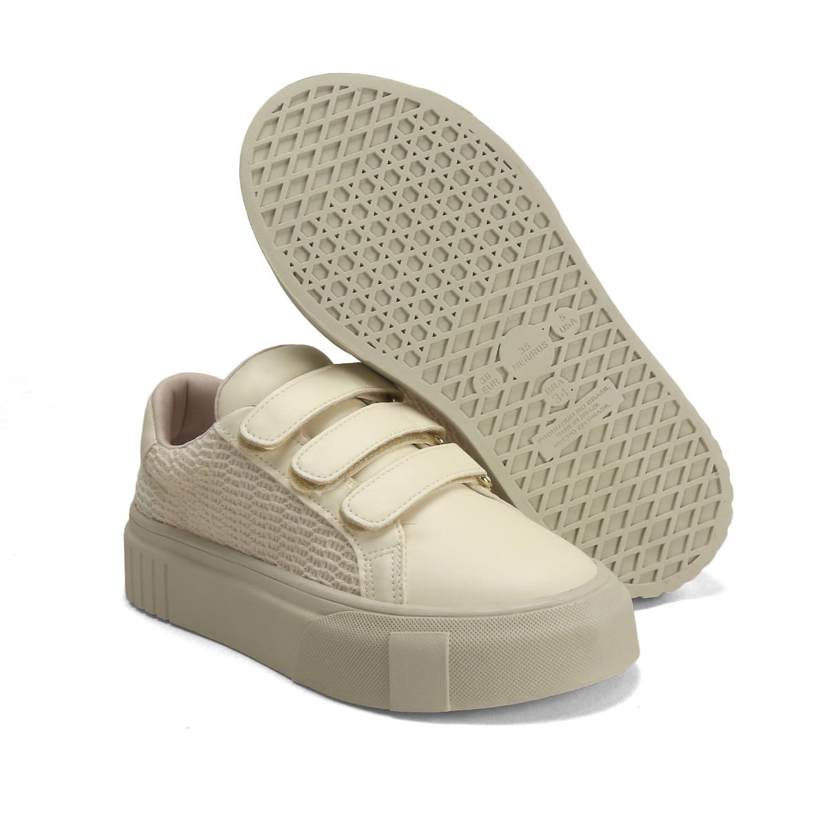 Tênis Velcro Napa Ana Mello Trama Casual Bege 2