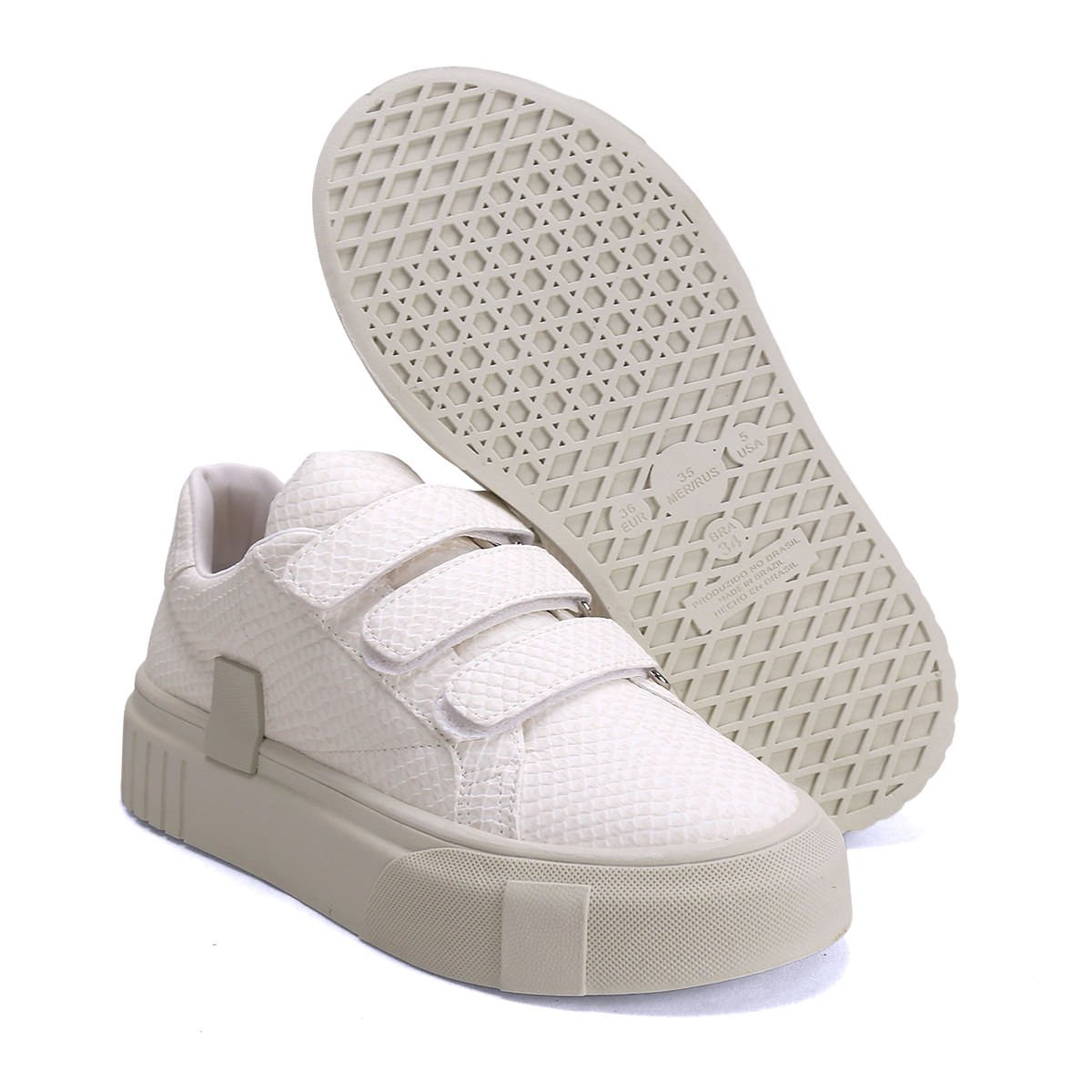 Tênis Velcro Escamas Ana Mello Napa Conforto Bege 2