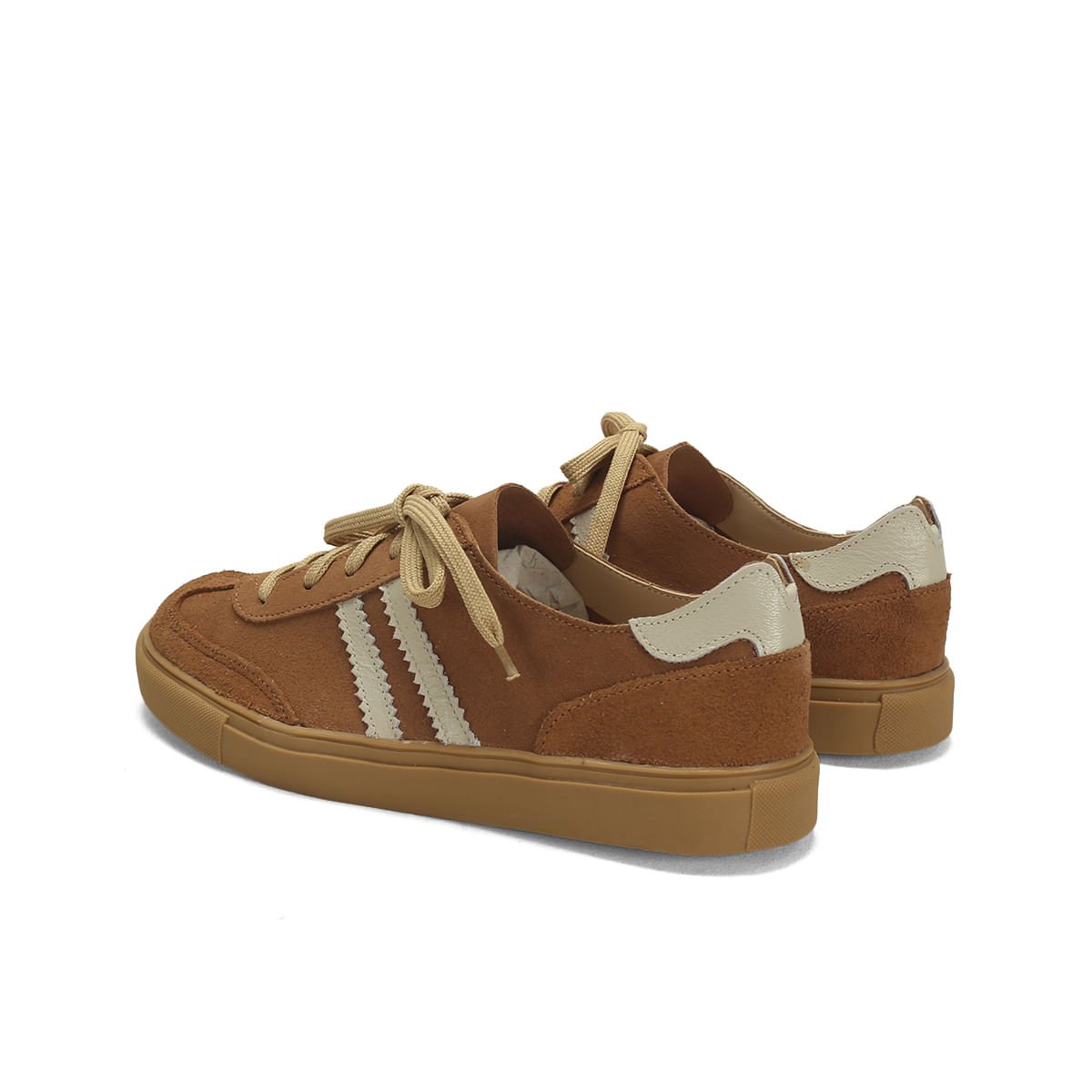 Tênis camurça couro caramelo com listra off white Marrom 3