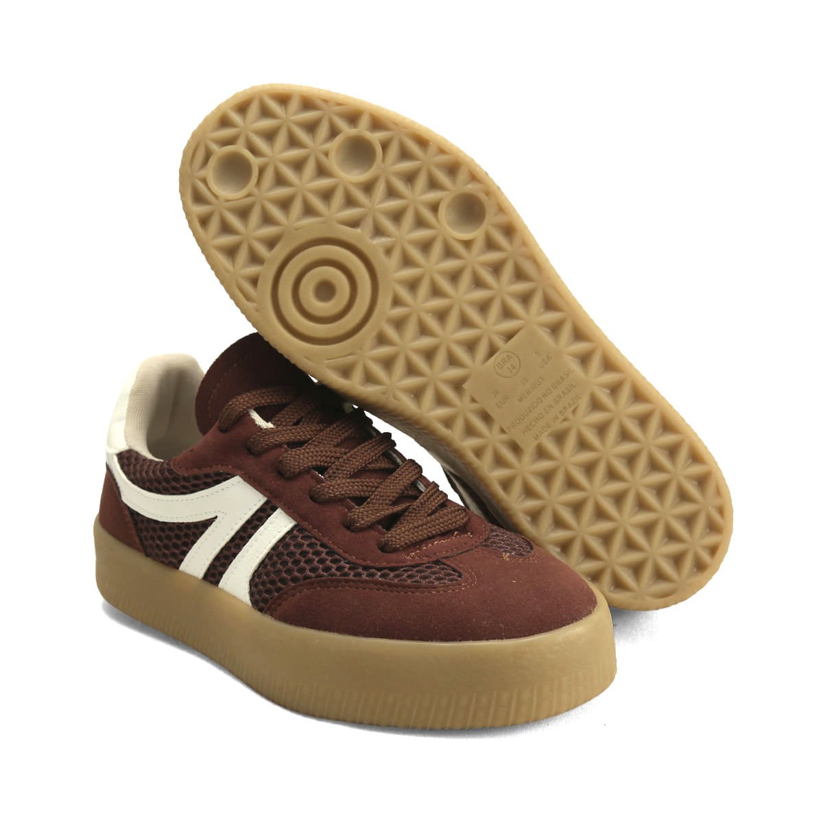 Tênis Feminino de Camurça com Tela Lateral Ana Mello Marrom 2