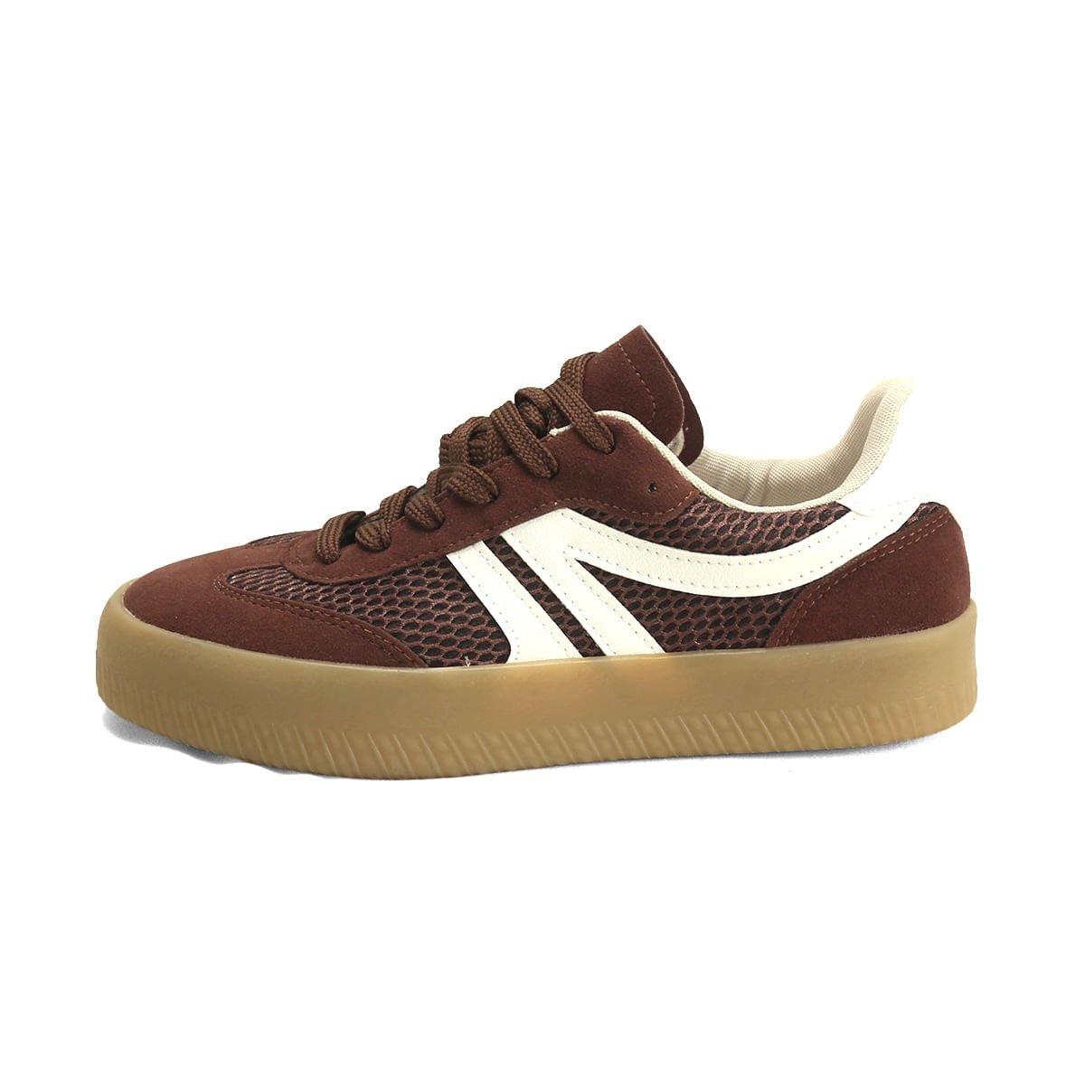 Tênis Feminino de Camurça com Tela Lateral Ana Mello Marrom 4