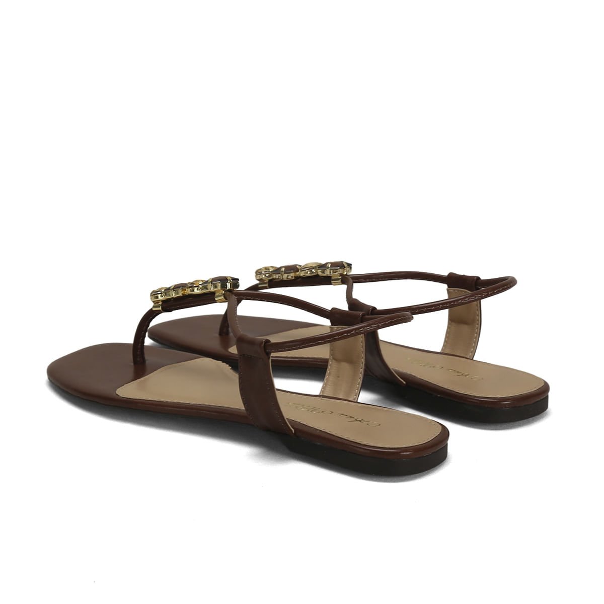 Rasteira Pedrarias Café Confortável Elegante Marrom 3