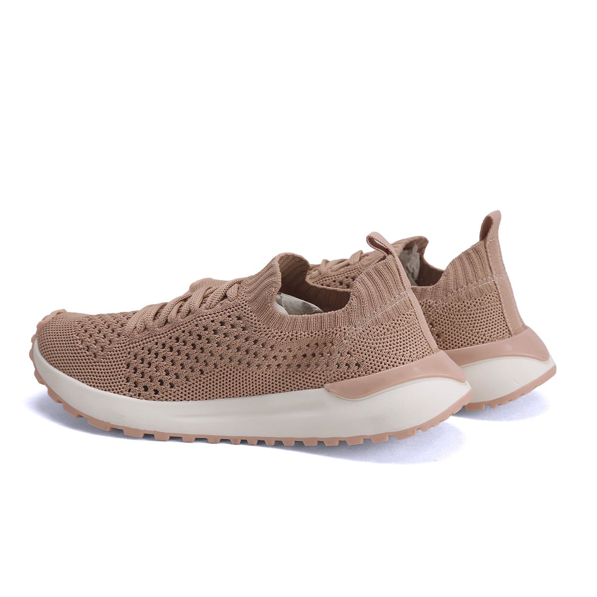 Tênis Meia com Trama Furadinha Respirável Ana Mello Bege 3