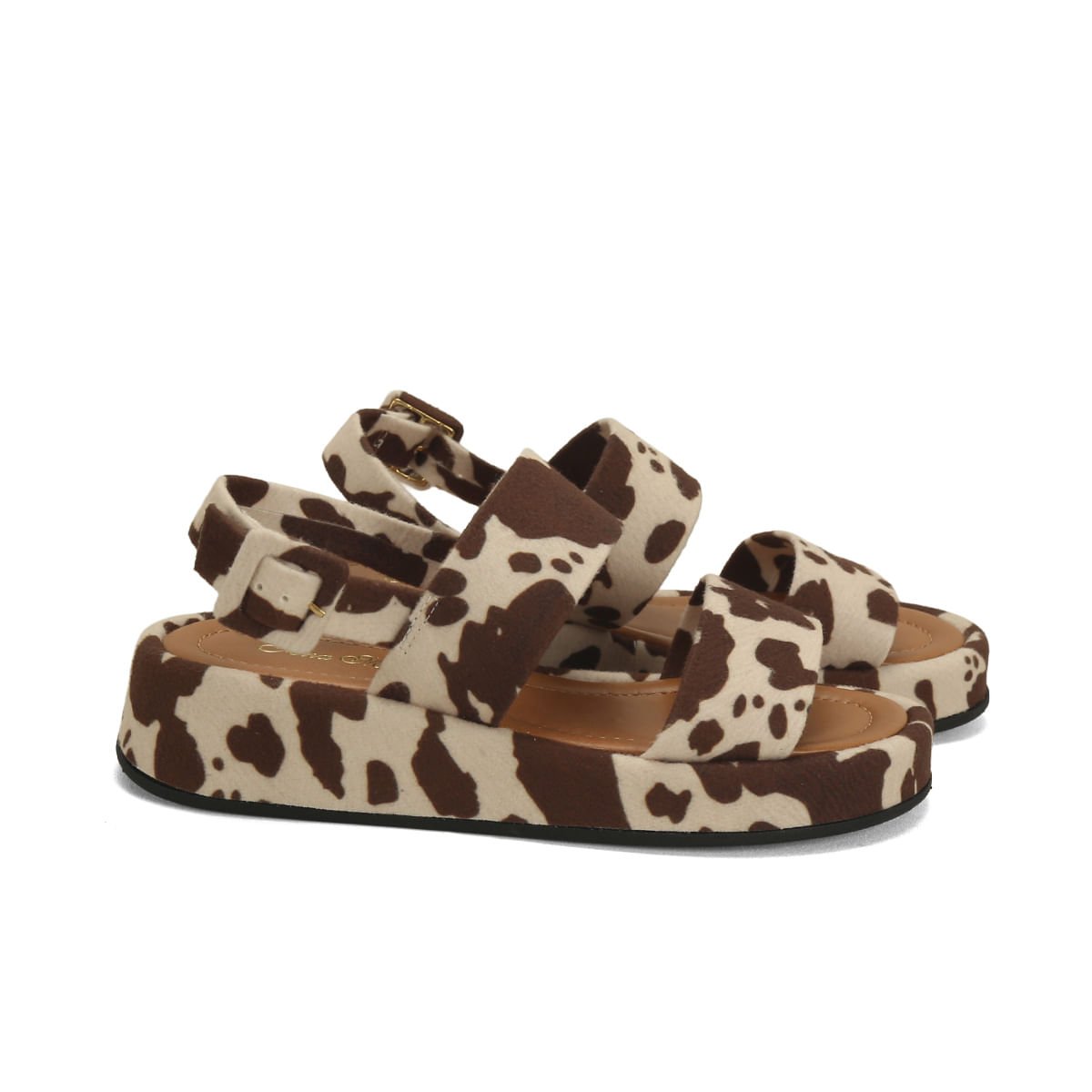 Flatform animal print com duas tiras