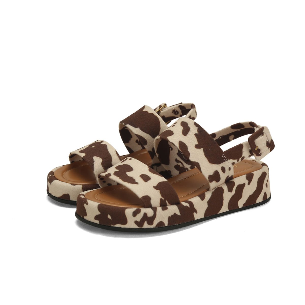Flatform animal print com duas tiras Marrom 2