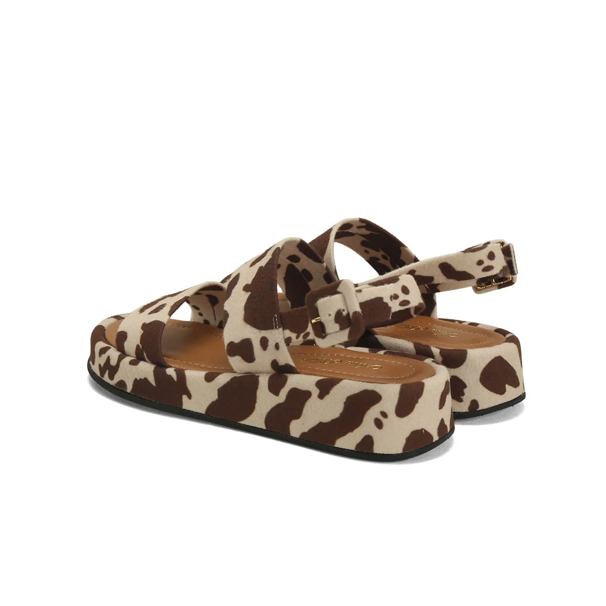 Flatform animal print com duas tiras Marrom 3