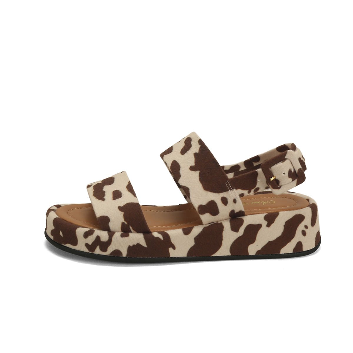 Flatform animal print com duas tiras Marrom 4
