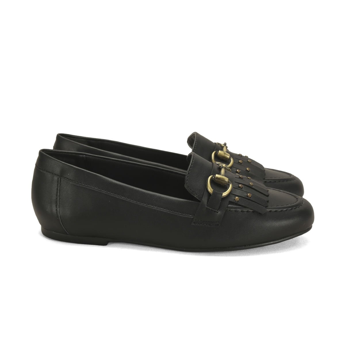 Mocassim com franja napa preto