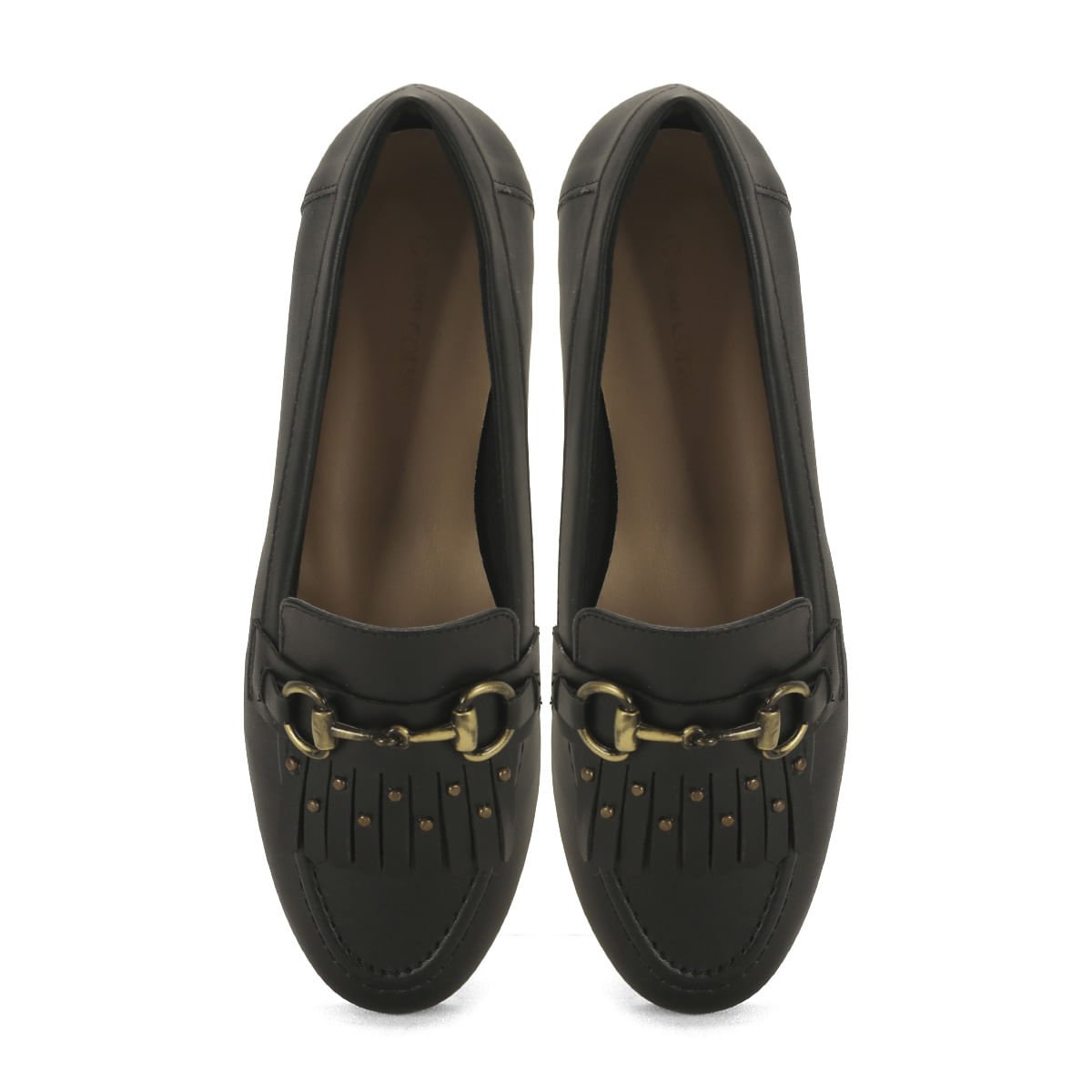 Mocassim com franja napa preto Preto 2