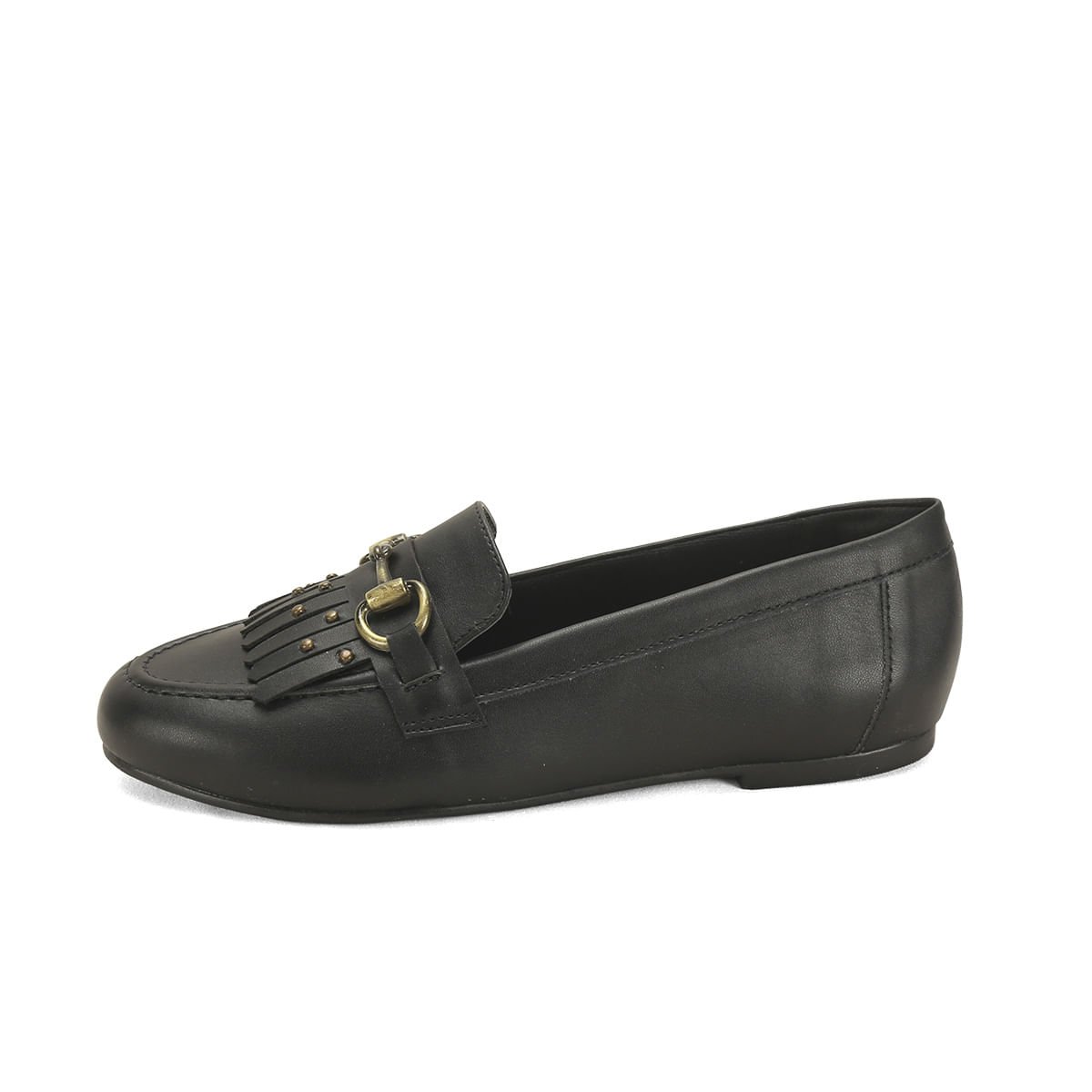 Mocassim com franja napa preto Preto 4