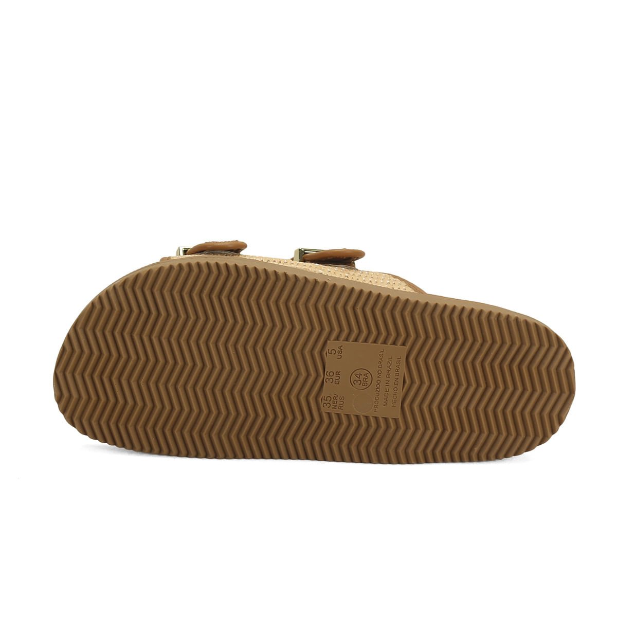 Papete 2 fivelas ráfia palha com caramelo Bege 5