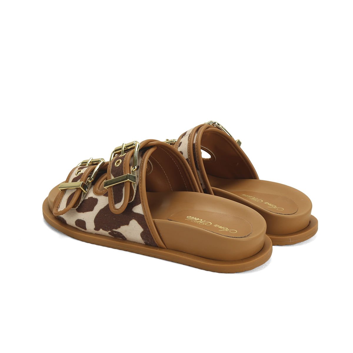 Papete 2 fivelas vaca com caramelo Marrom 3