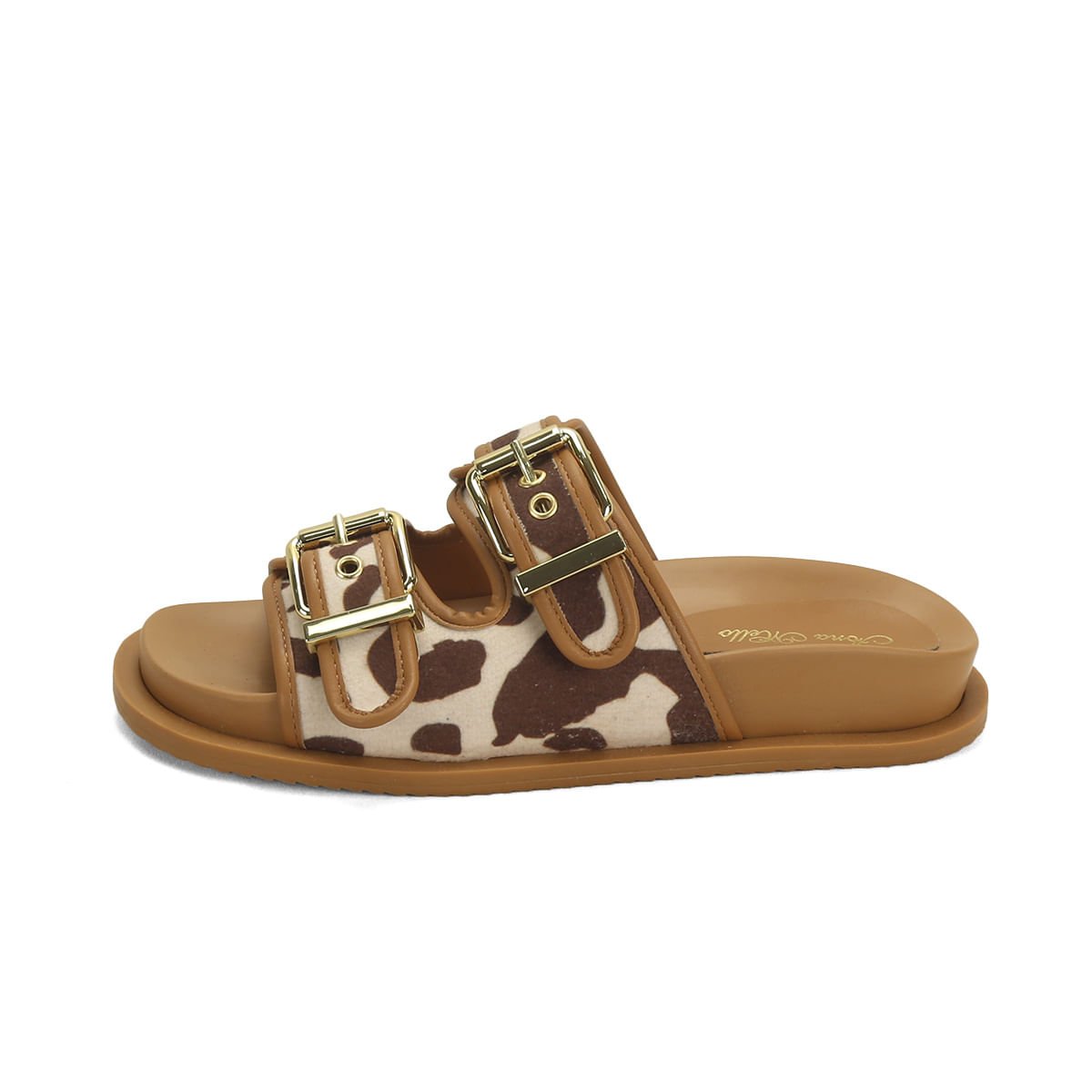 Papete 2 fivelas vaca com caramelo Marrom 4