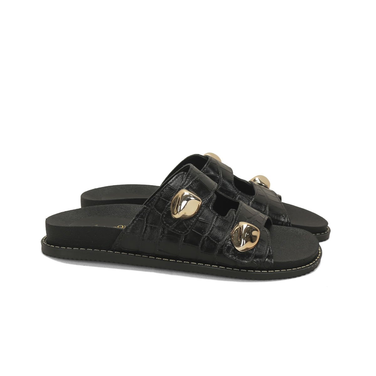 Papete croco preta com pepitas douradas