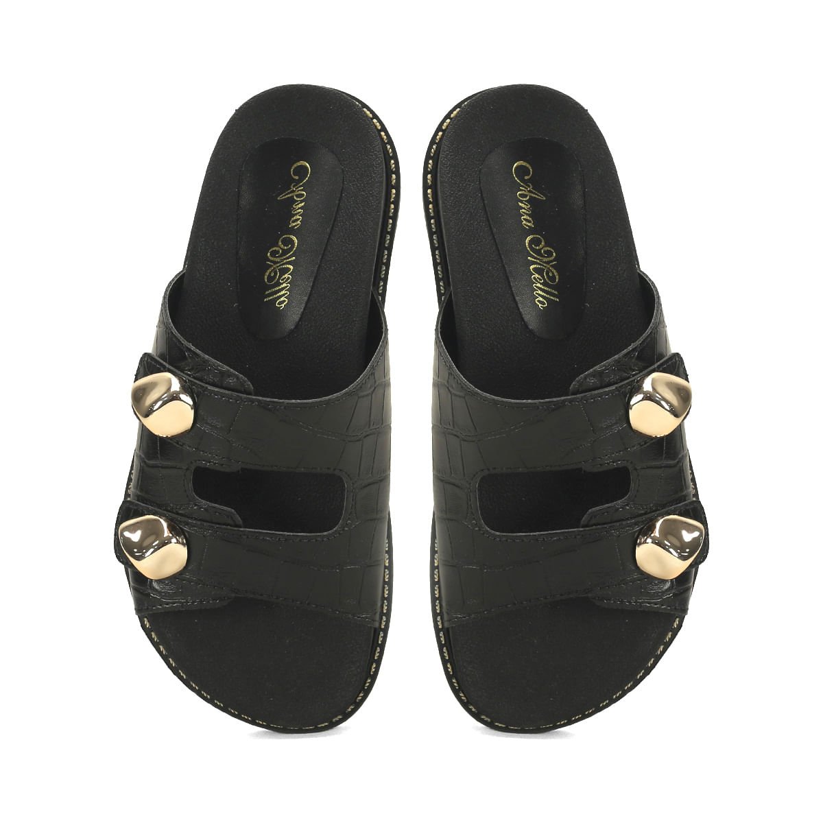 Papete croco preta com pepitas douradas Preto 2