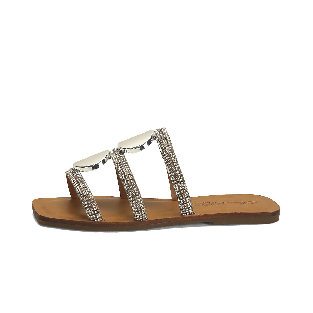 Rasteira Couro Caramelo Detalhe Prata Prata 4