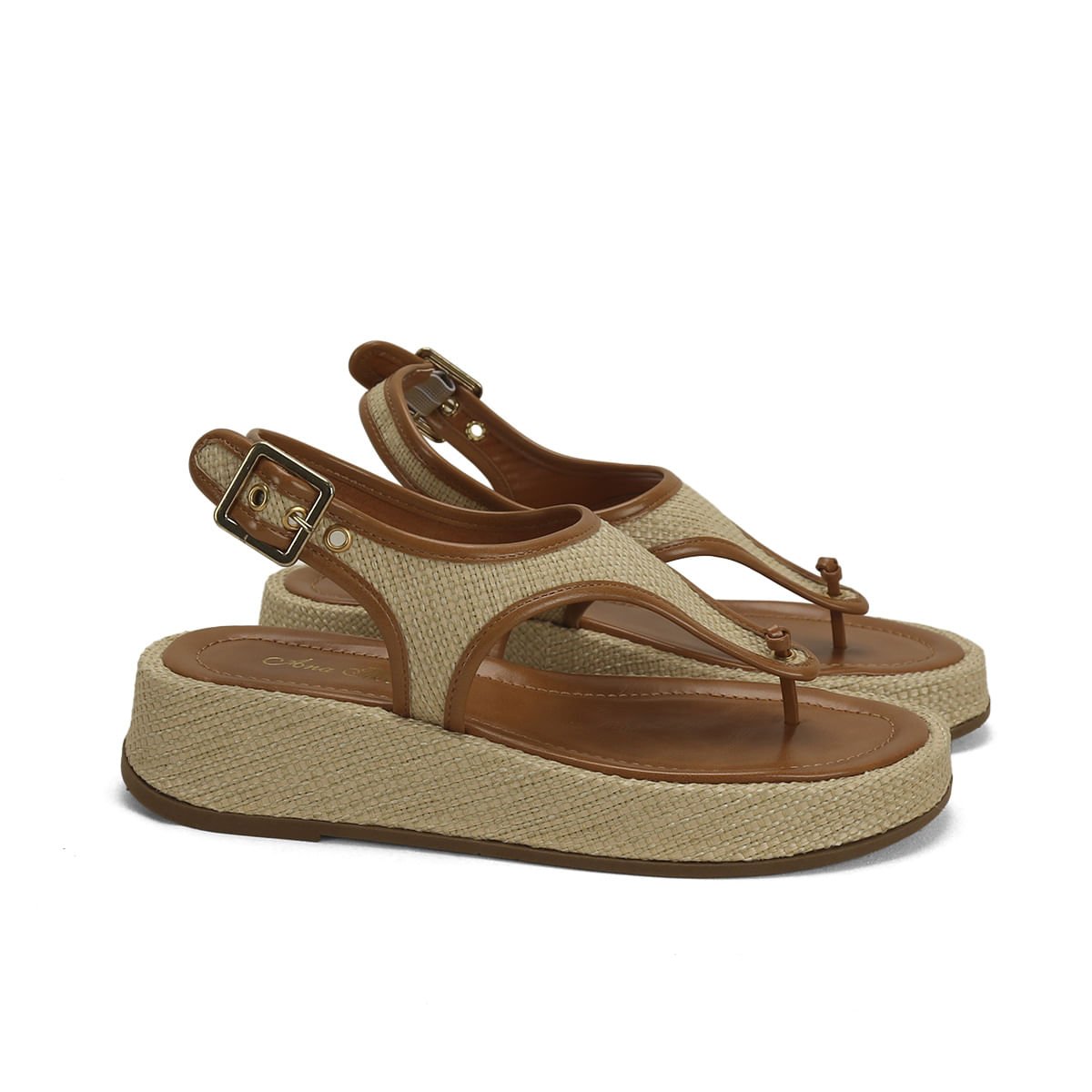 Flatform de dedo juta creme com caramelo