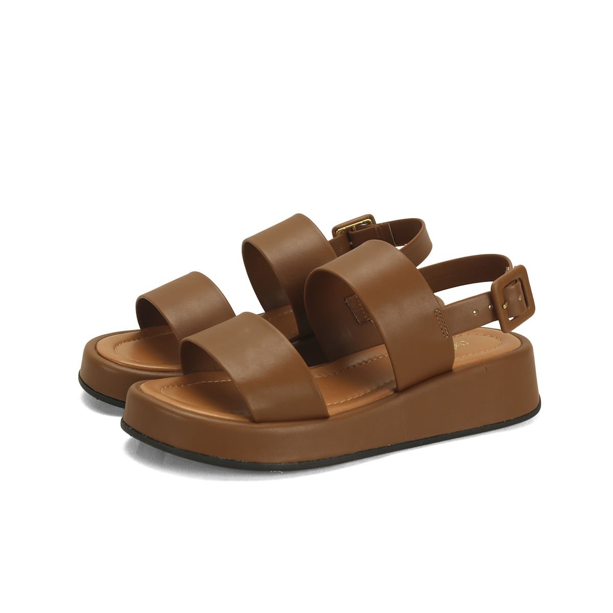 Flatform caramelo com duas tiras Marrom 2