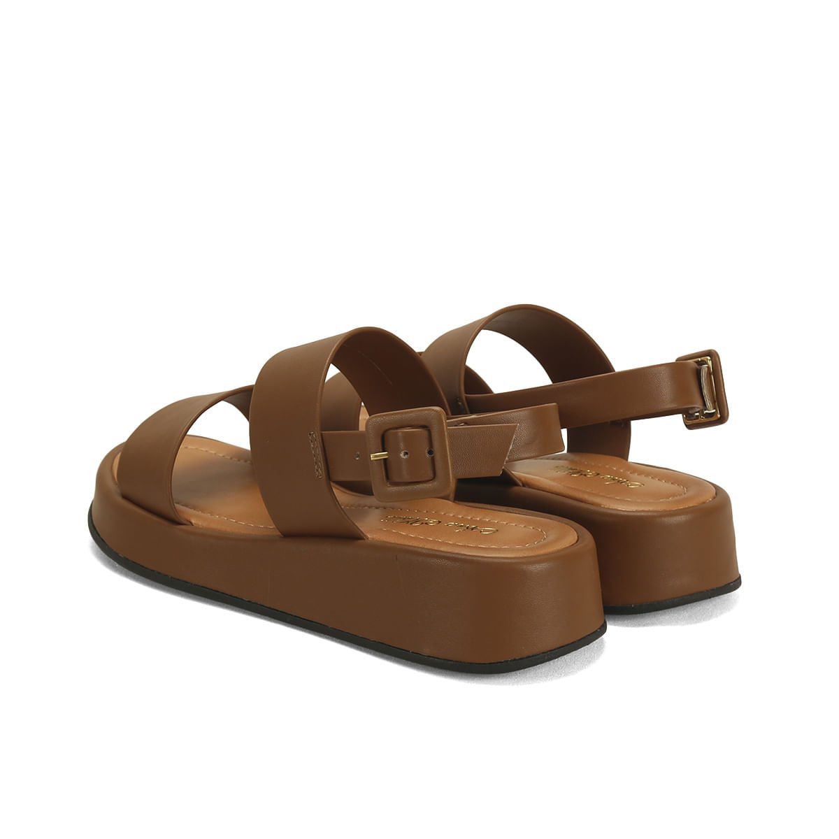 Flatform caramelo com duas tiras Marrom 3