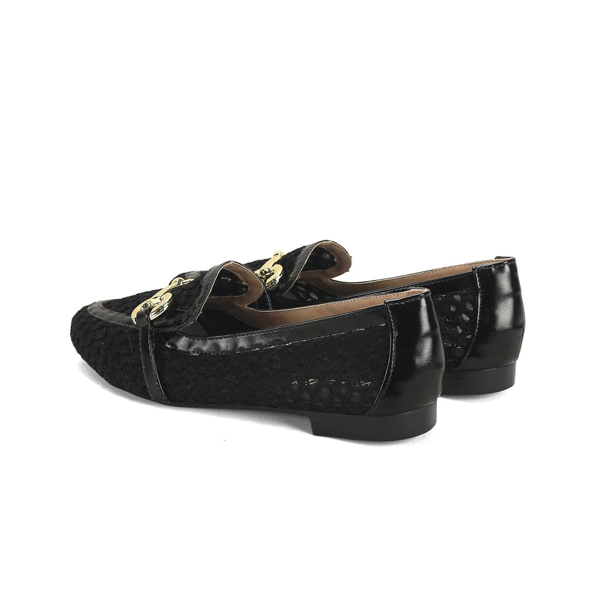 Mocassim tramado preto com detalhe dourado Preto 3