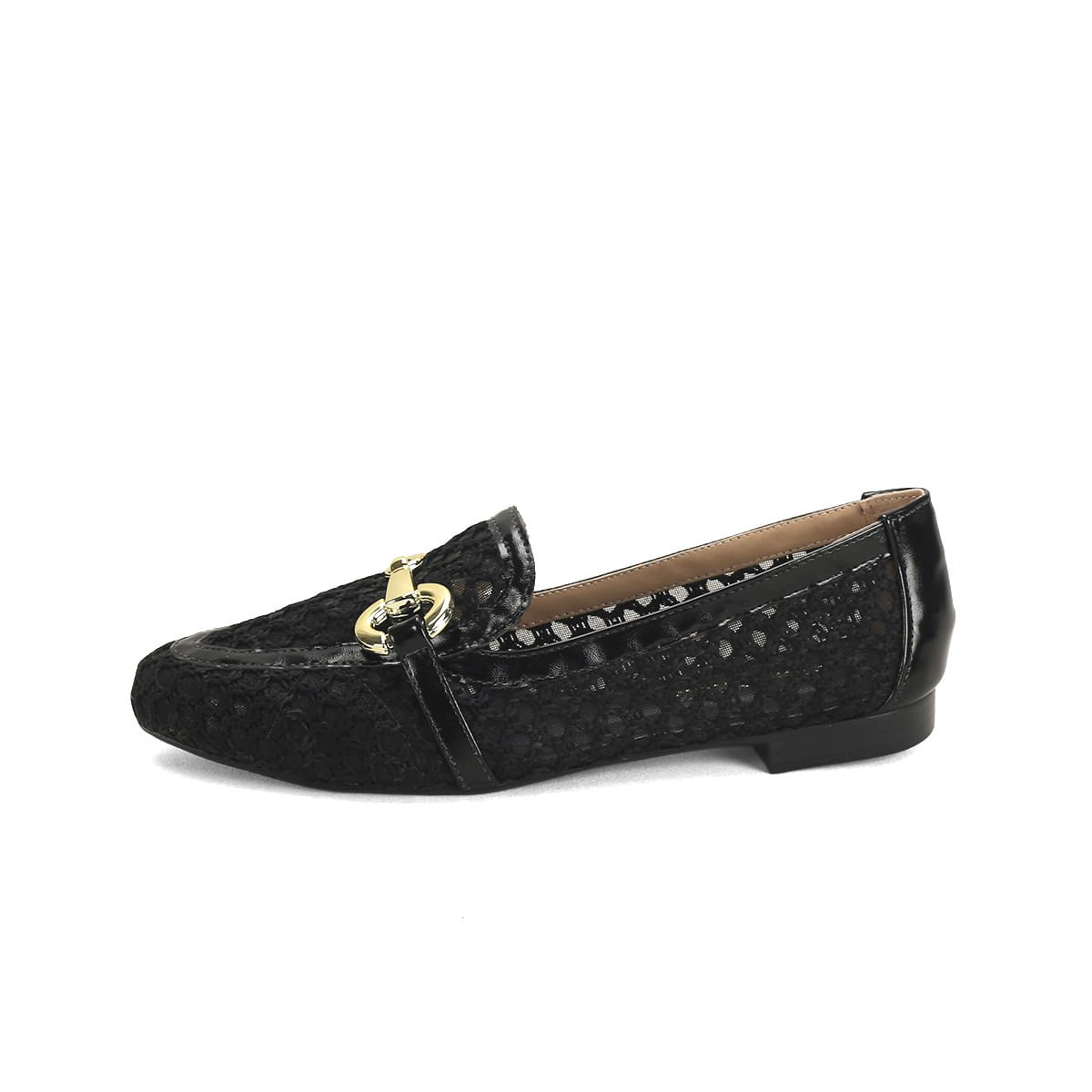 Mocassim tramado preto com detalhe dourado Preto 4