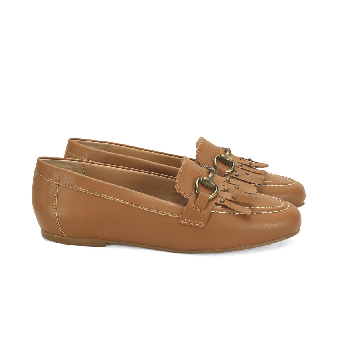 Mocassim com Franja Napa Caramelo Conforto Ana Mello