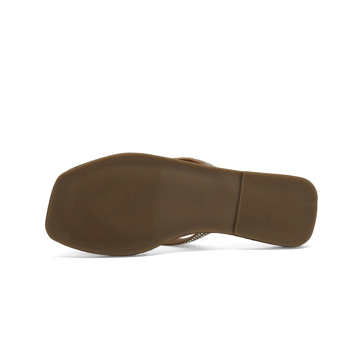Rasteira Couro Caramelo Strass Cristal Marrom 5