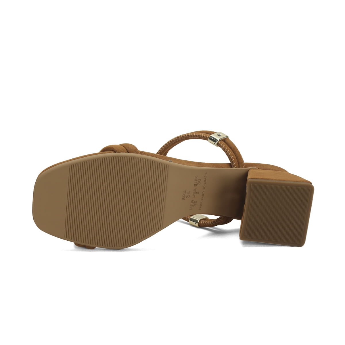 Sandália calce fácil 2 tiras caramelo em camurça Marrom 5