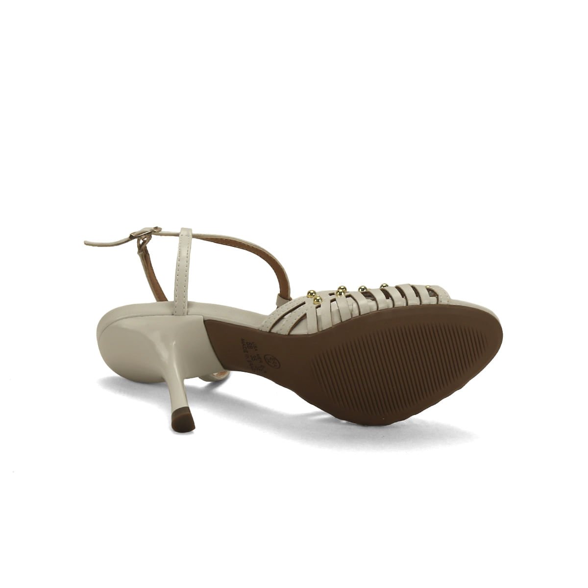 Sandália Off White Tachas Douradas Salto 9cm Napa Branco 5
