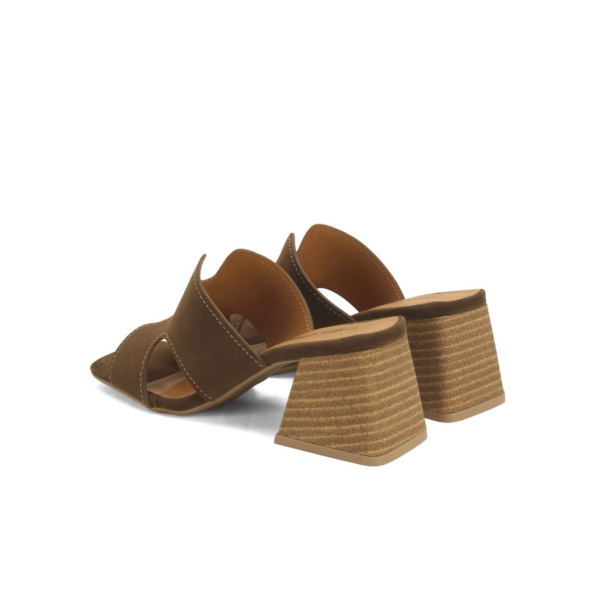 Sandalia salto fachete madeira camurca cafe Marrom 3