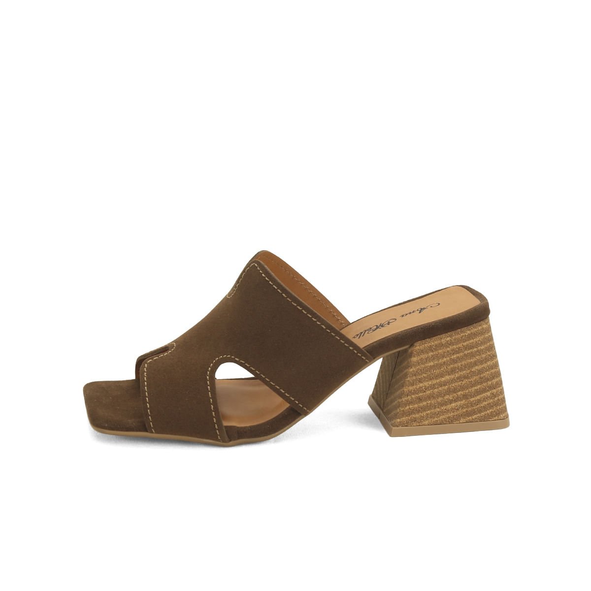 Sandalia salto fachete madeira camurca cafe Marrom 4