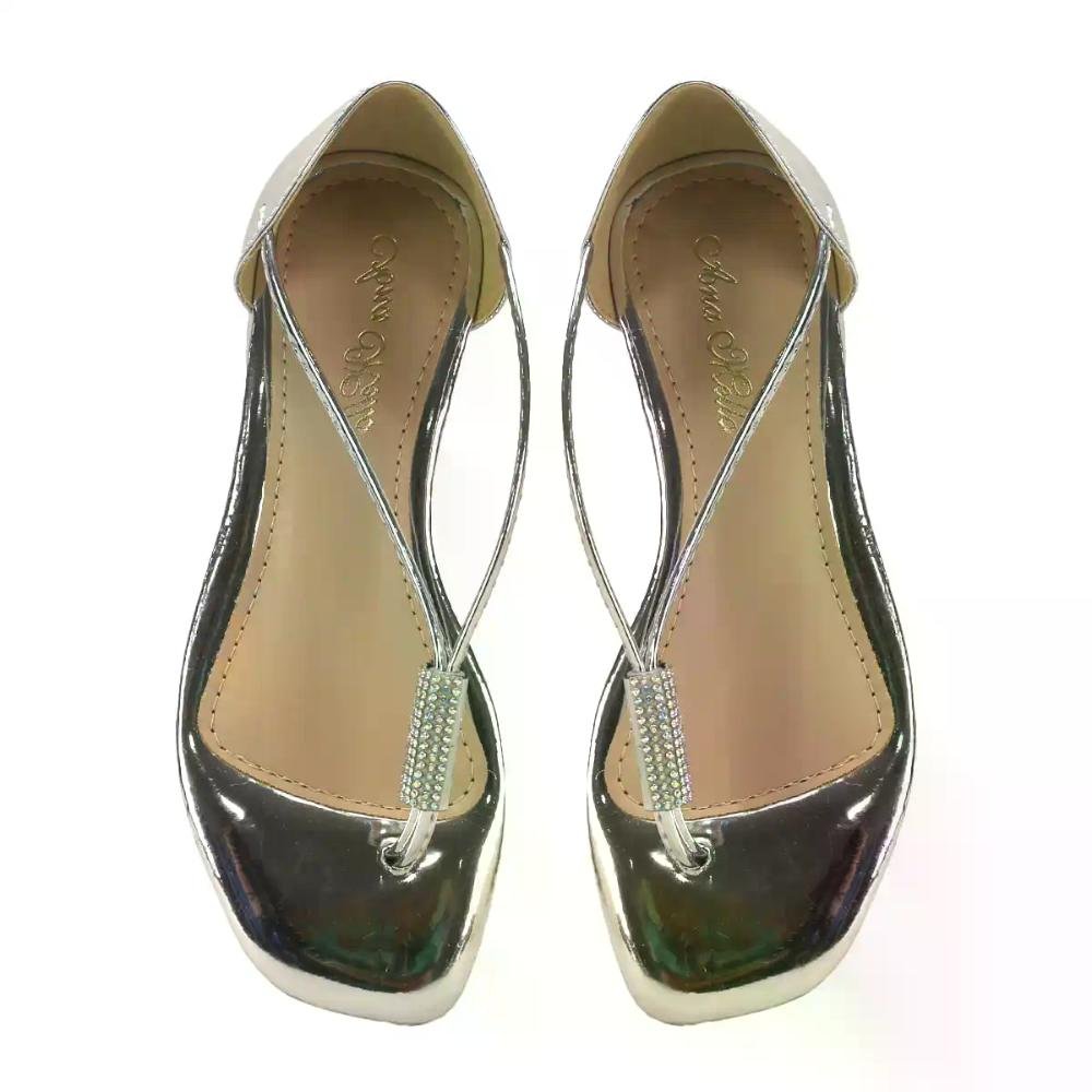 Rasteira Metalizada Espelhada Ana Mello Prata 5