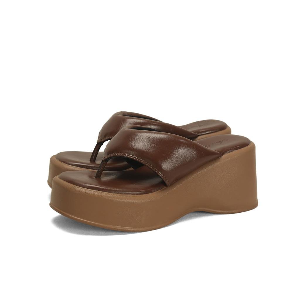 Anabela Napa Confort 8cm Feminina Marrom 2