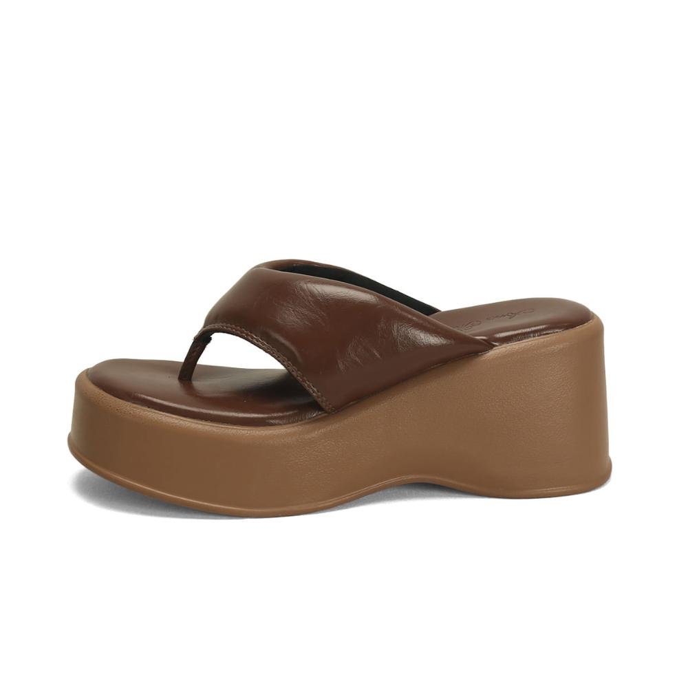 Anabela Napa Confort 8cm Feminina Marrom 4
