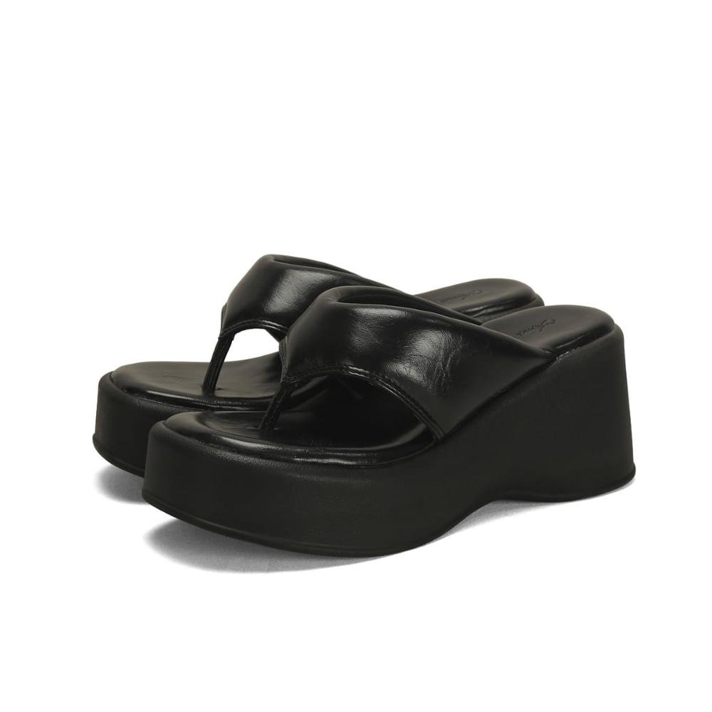 Anabela Dedo Confort Napa Preta 8cm Preto 2