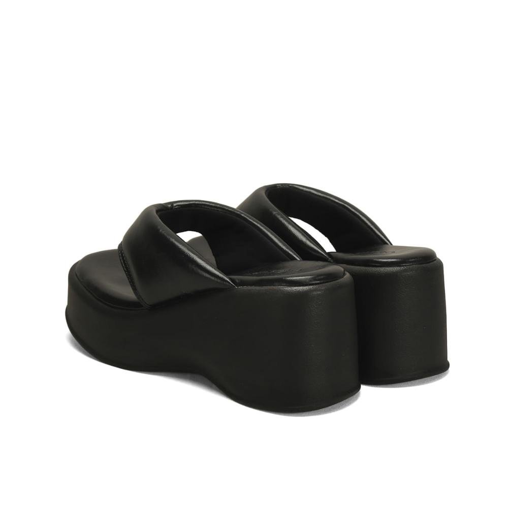 Anabela Dedo Confort Napa Preta 8cm Preto 3