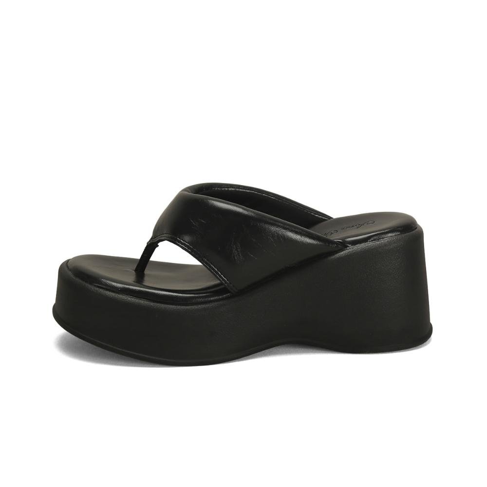 Anabela Dedo Confort Napa Preta 8cm Preto 4