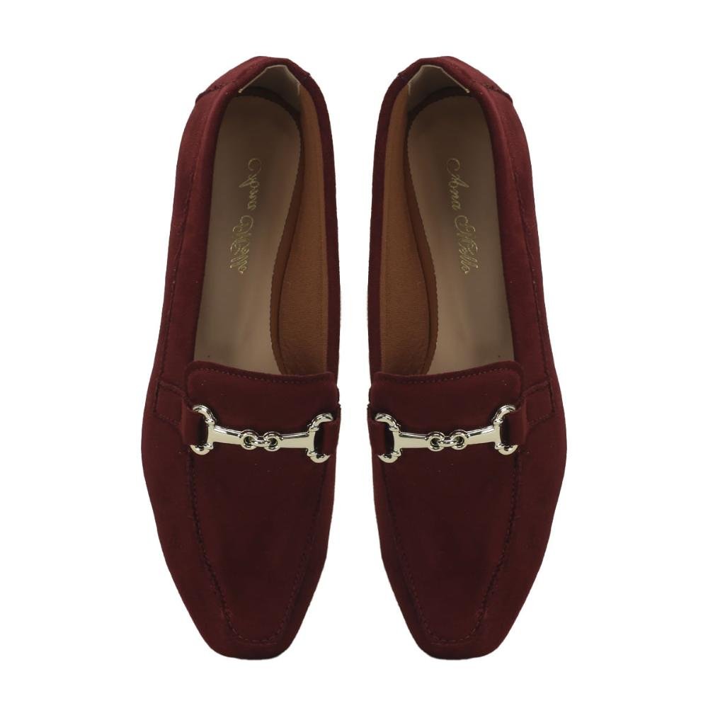 Mocassim clássico suede marsala com fivela ouro light  Marsala 2