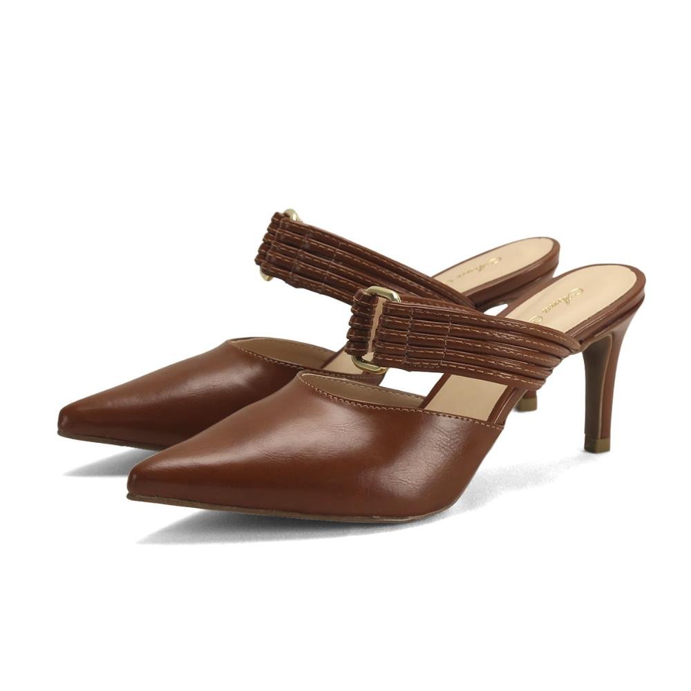 Mule de Napa Feminino Bico Fino Casual Chic Ana Mello Marrom 2