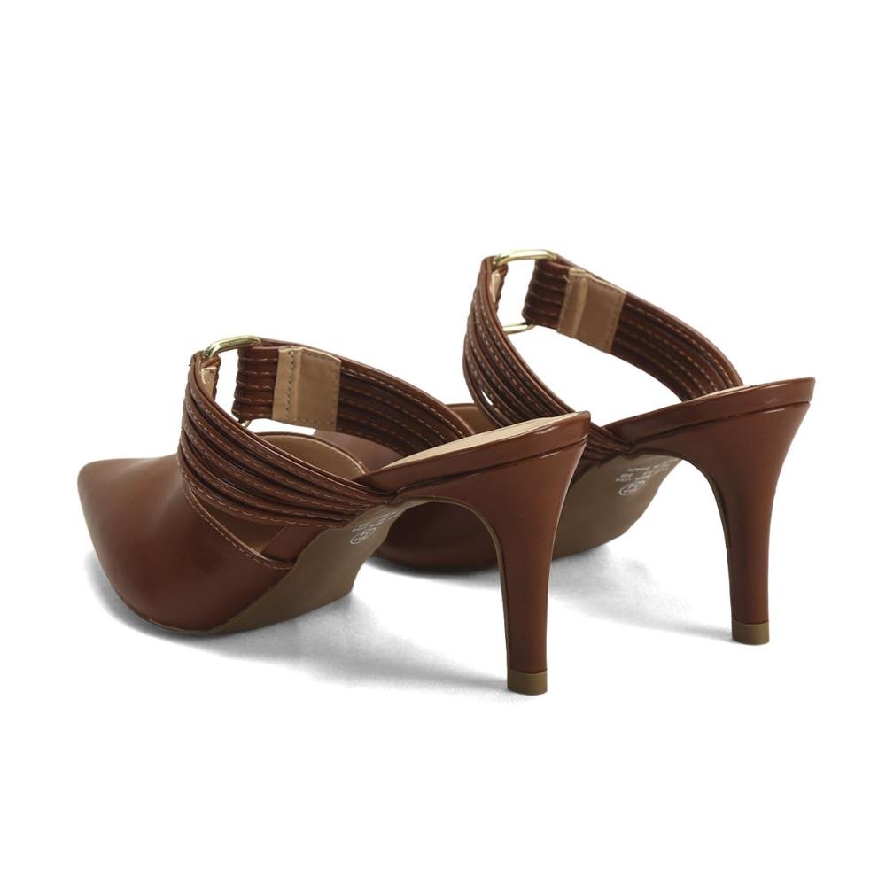 Mule de Napa Feminino Bico Fino Casual Chic Ana Mello Marrom 3