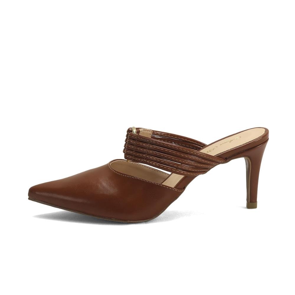 Mule de Napa Feminino Bico Fino Casual Chic Ana Mello Marrom 4