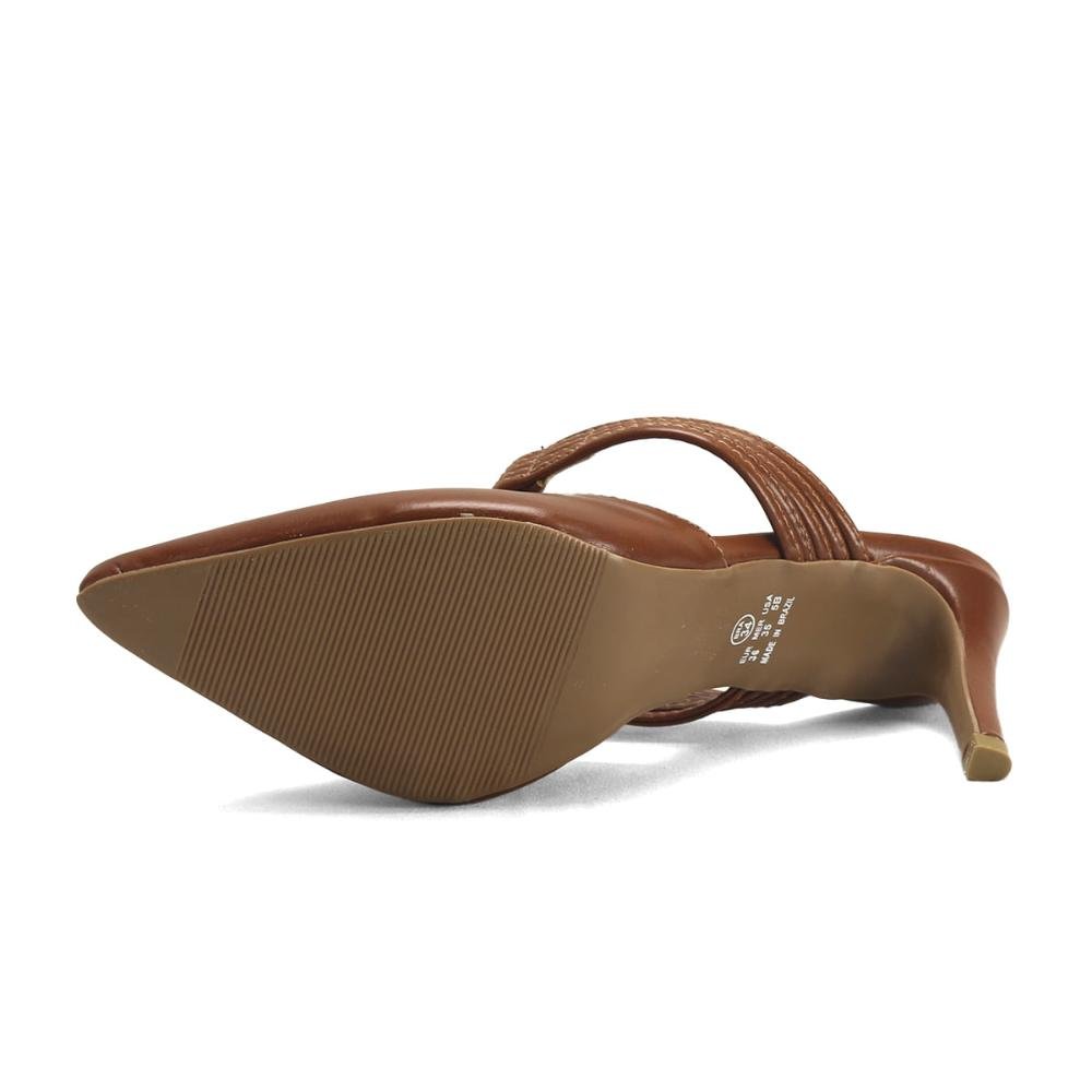 Mule de Napa Feminino Bico Fino Casual Chic Ana Mello Marrom 5