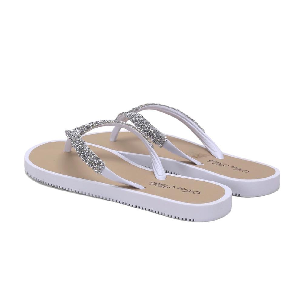 Chinelo de borracha branco com cristal Branco 3